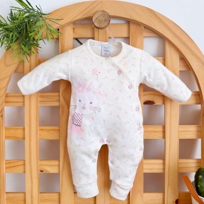 Macacão Trape Zape - Coelhinha Fofinha - Off White e Rosa